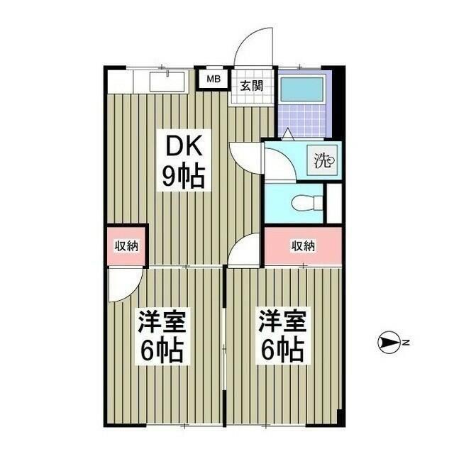 パークワイズ草(2DK/1階)の間取り写真