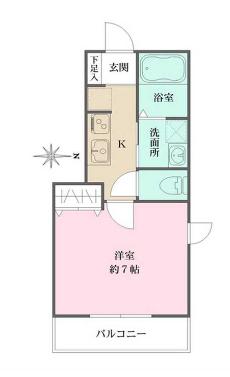 LINO(1K/2階)の間取り写真