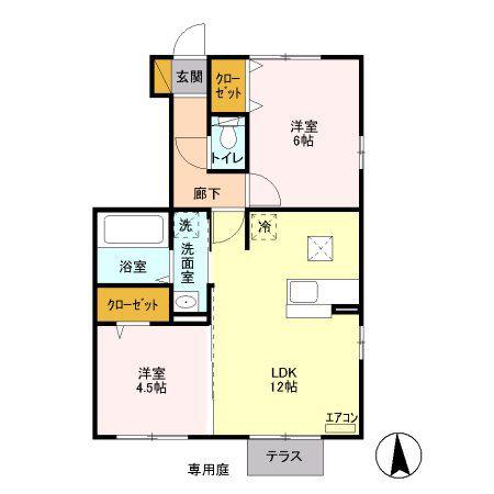 セタンドール緑町(2LDK/1階)の間取り写真