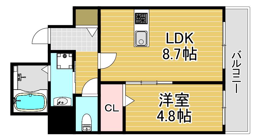 アドバンス西梅田フォルン(1LDK/9階)の間取り写真