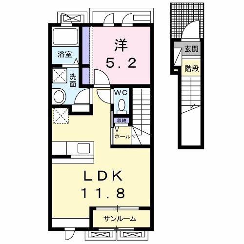 ジェントリー(1LDK/2階)の間取り写真
