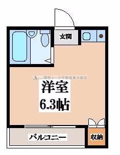 ハイツ日岡(1K/4階)の間取り写真
