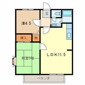 ビーライン日信C(2LDK/2階)の間取り写真