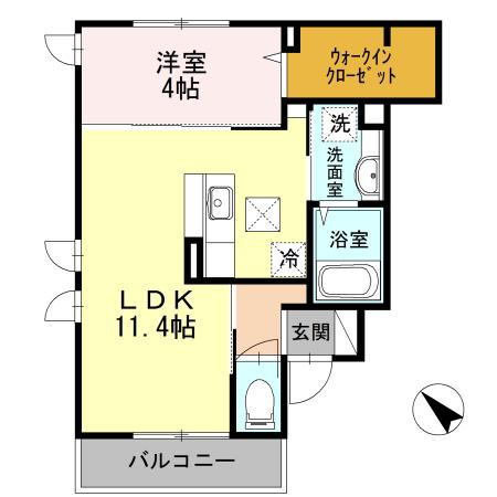 ヴィラ曻美(1LDK/1階)の間取り写真