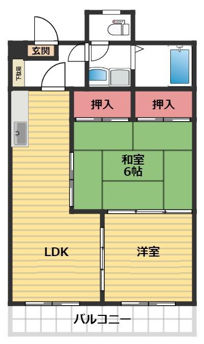 サン セピア I(2LDK/4階)の間取り写真