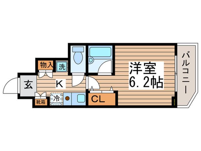 ドゥーエ西大島(1K/6階)の間取り写真