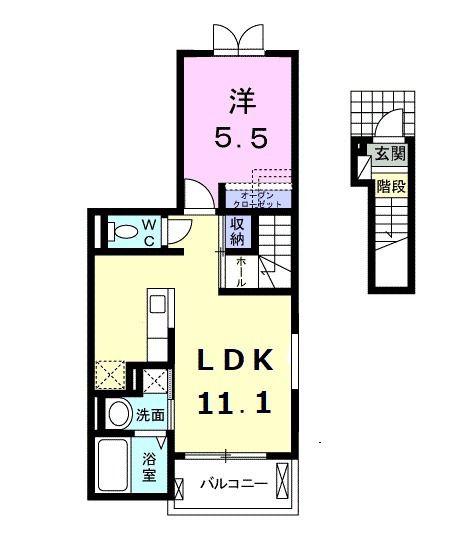 オーチャードイレブン(1LDK/2階)の間取り写真
