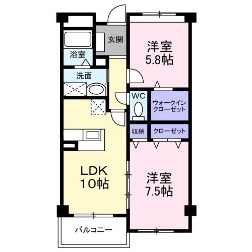エトワール観音寺(1LDK/1階)の間取り写真