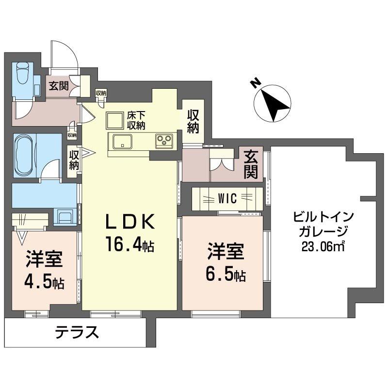 ベルヴェデーレ(2LDK/1階)の間取り写真