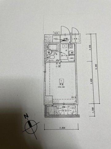 セザール川崎(ワンルーム/6階)の間取り写真