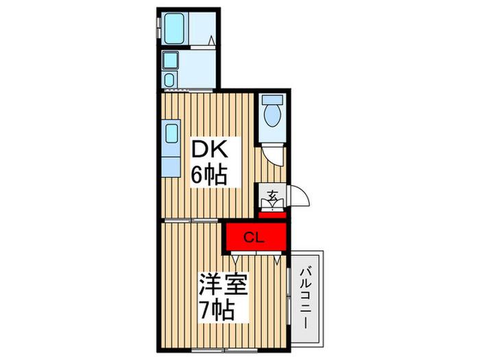 ドミール(1DK/2階)の間取り写真