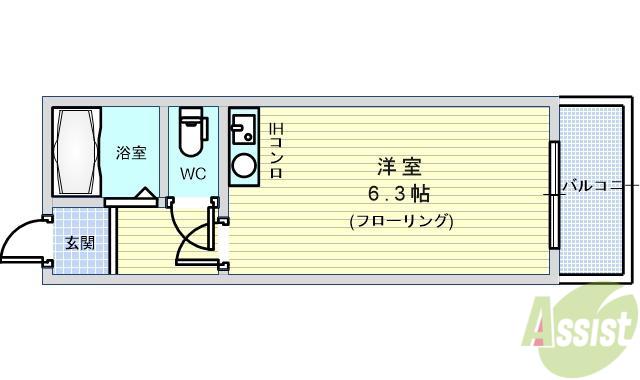 コンフォート豊中リバーサイド2(ワンルーム/2階)の間取り写真