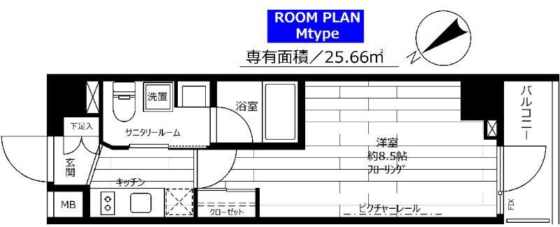 ステージグランデ茅場町(1K/4階)の間取り写真