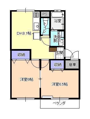 さくらんぼハウス(2DK/2階)の間取り写真