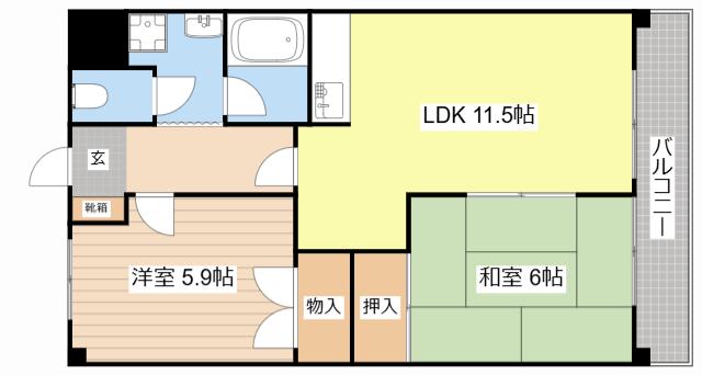 サンシティ北町屋(2LDK/3階)の間取り写真