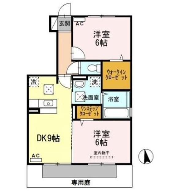 D-ROOMなごみ(2DK/1階)の間取り写真
