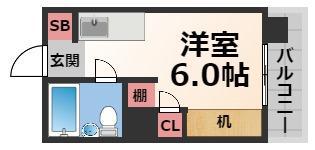 近鉄奈良線 八戸ノ里駅 徒歩15分 4階建 築47年(ワンルーム/4階)の間取り写真