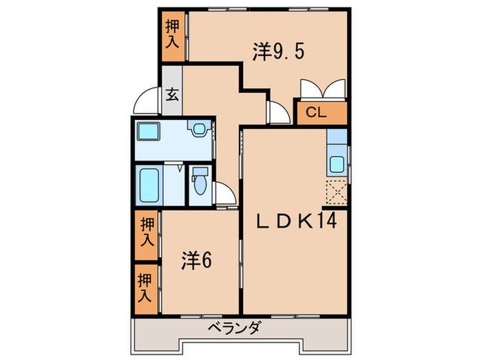 センチュリー住吉(2LDK/2階)の間取り写真