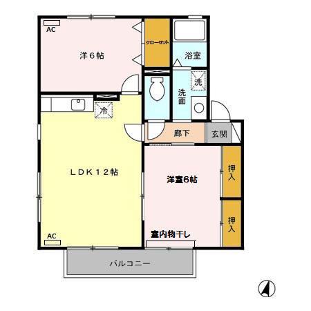 チェリーハウスII(2LDK/2階)の間取り写真