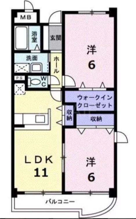 ヴァンベール桜森(2LDK/5階)の間取り写真