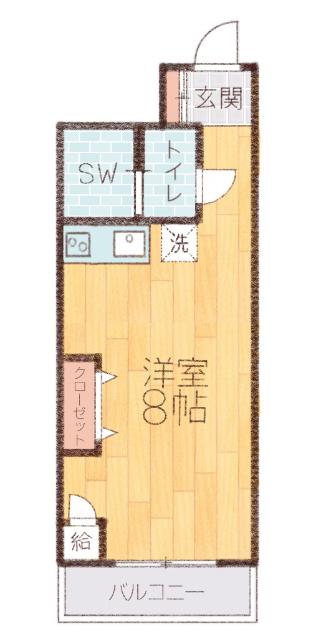 トーカンマンション医学町(ワンルーム/7階)の間取り写真