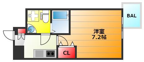 セレニテ上町台 北館(1K/7階)の間取り写真