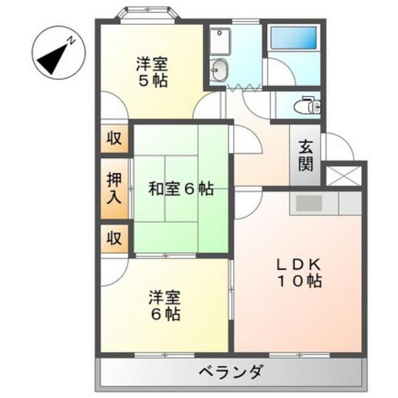 ファミール東野(3LDK/2階)の間取り写真