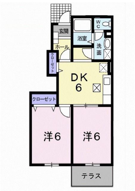 シャルマンコーポV(2DK/1階)の間取り写真