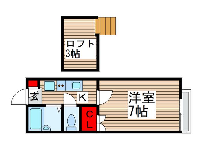 シャイングリーンA(1K/2階)の間取り写真