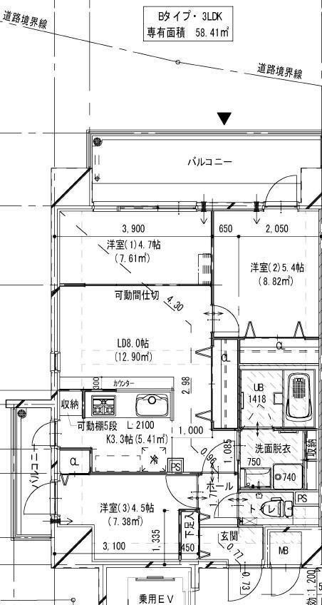 MODERN PALAZZO住吉(3LDK/8階)の間取り写真