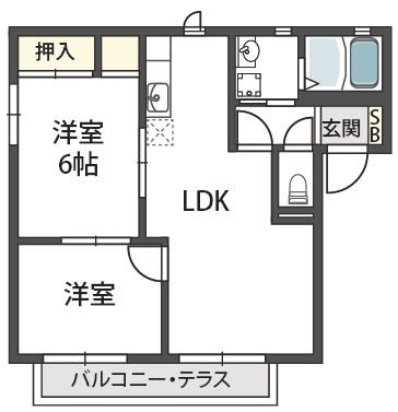 ラクシュミー鳥飼(2LDK/1階)の間取り写真
