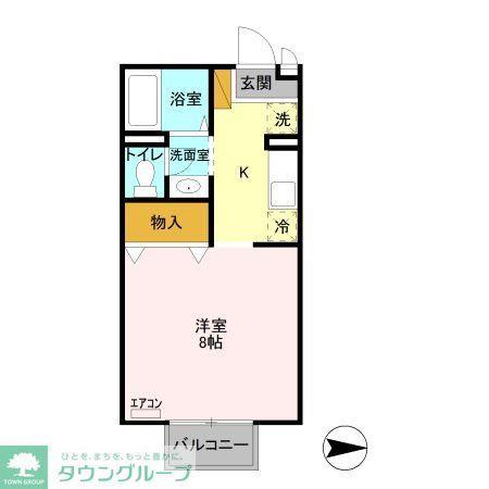 グリーンオーク(1K/2階)の間取り写真