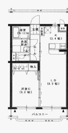 エアフォルク(1LDK/1階)の間取り写真