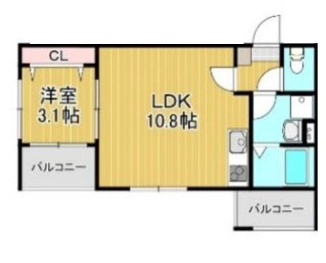 グランアクシス(1LDK/3階)の間取り写真