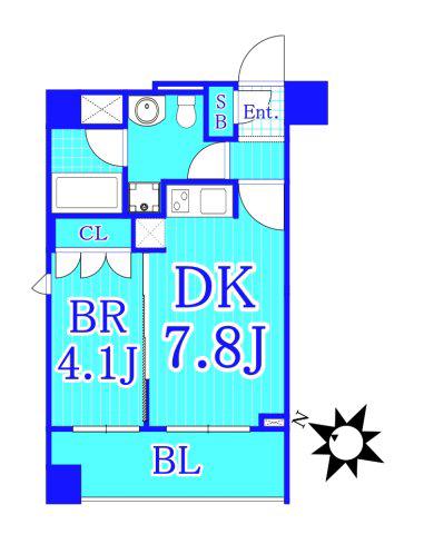 ポルトパルティーレ横浜(1DK/5階)の間取り写真
