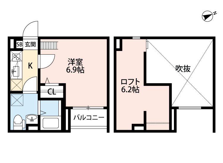 GLANTERIOR出屋敷(1K/2階)の間取り写真