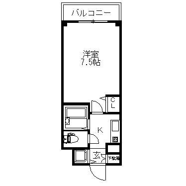 コスモス天神(1K/4階)の間取り写真