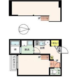 ジェルム旭ヶ丘(1K/1階)の間取り写真