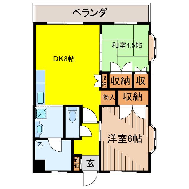 平門荘(2DK/2階)の間取り写真