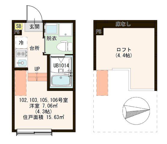 ラブリエSIX(ワンルーム/1階)の間取り写真