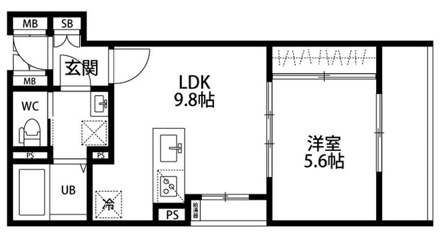 メゾンドクレール西大路(1LDK/4階)の間取り写真