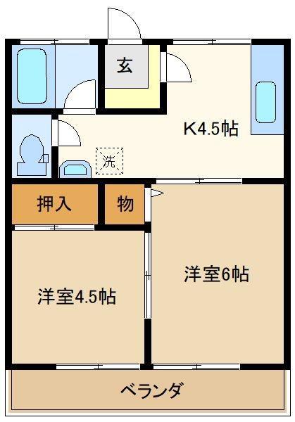 SA・KU・RA(2K/2階)の間取り写真