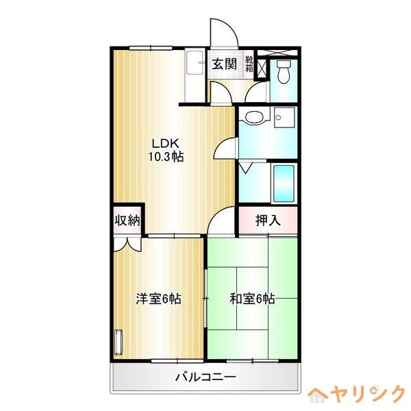 フォレスト赤池(2LDK/2階)の間取り写真
