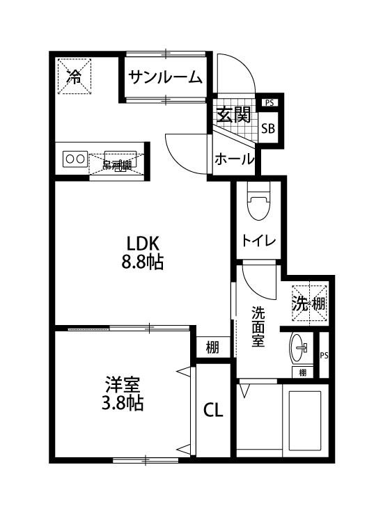 シュアネスIII(1LDK/1階)の間取り写真