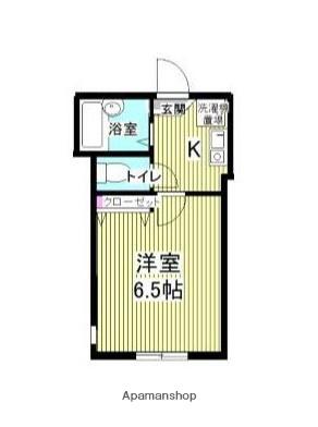 リバーサイド滝頭B棟(1K/2階)の間取り写真