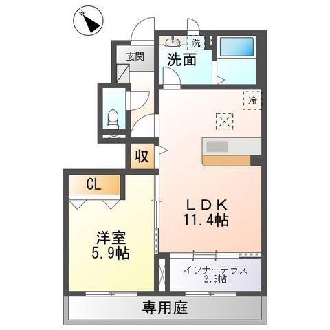 グランディール(1LDK/1階)の間取り写真