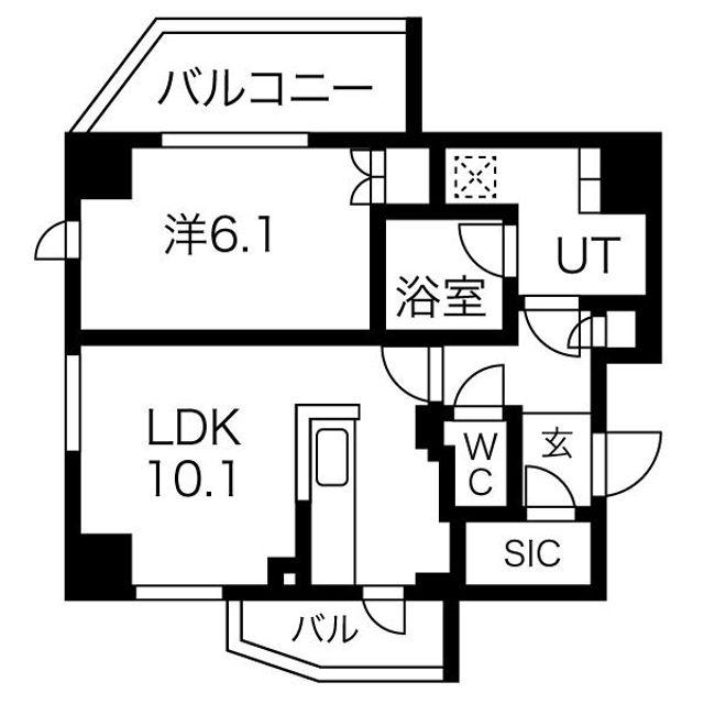 ビーロット千駄木レジデンス(1LDK/2階)の間取り写真