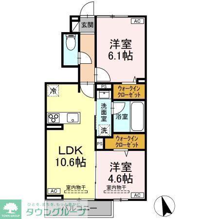 京王線 平山城址公園駅 徒歩11分 2階建 新築(2LDK/1階)の間取り写真