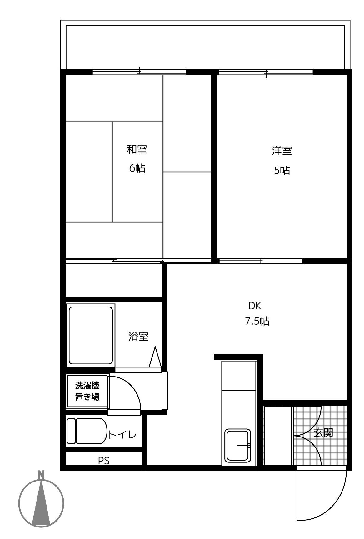 山口マンション(2DK/2階)の間取り写真