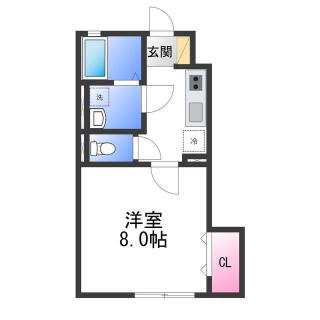 ボナールA棟(1K/1階)の間取り写真